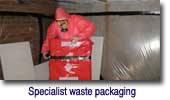 Specialist asbestos waste packaging of asbestos waste removal